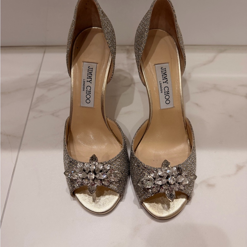 Jimmy Choo Glittering Gold Heels